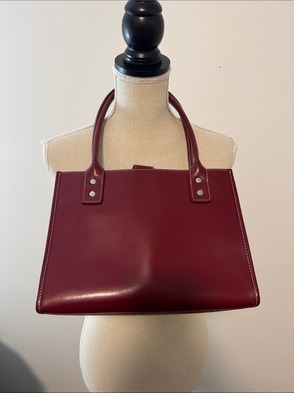Wilsons Leather Red Patent Tote Shoulder Bag Satchel - Picture 16 of 16